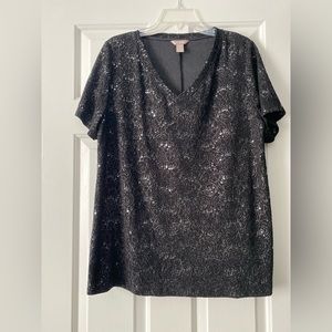 White Stag black sequin top in size 1X